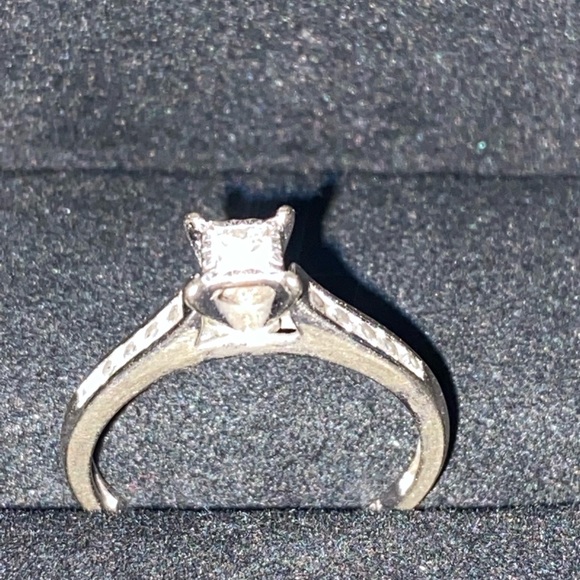 10k White Gold Princess Cut Diamond Engagement Ring 💍 Size 7 1/4 carat - Picture 6 of 8